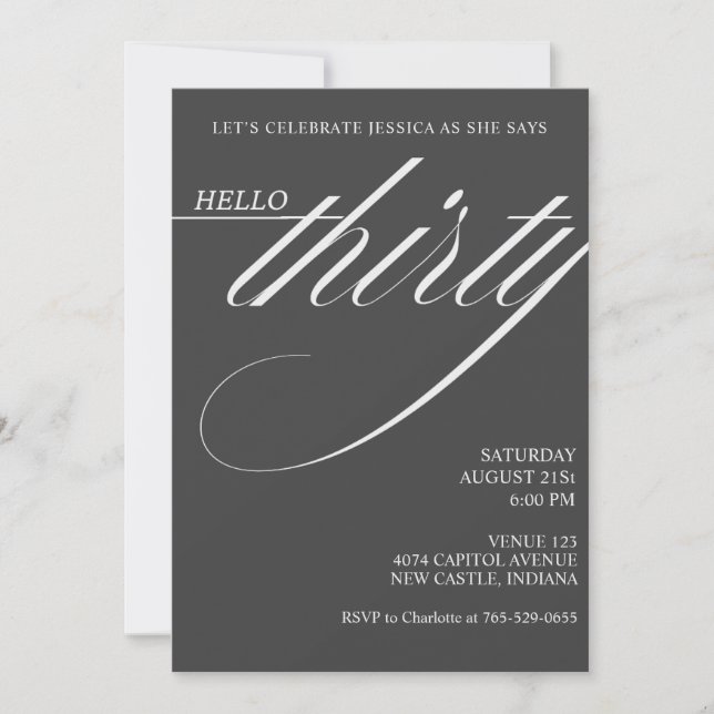 Simple Modern 30th Birthday Invitation (Front)