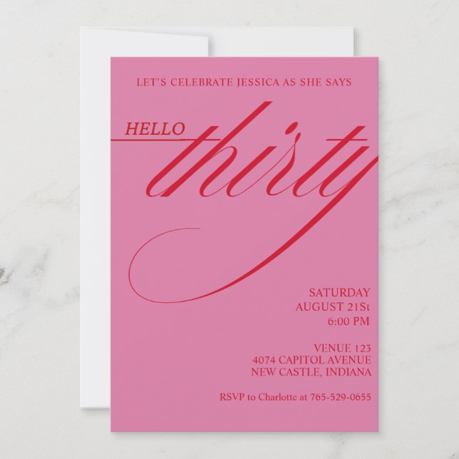 Simple Modern 30th Birthday Invitation (Front)