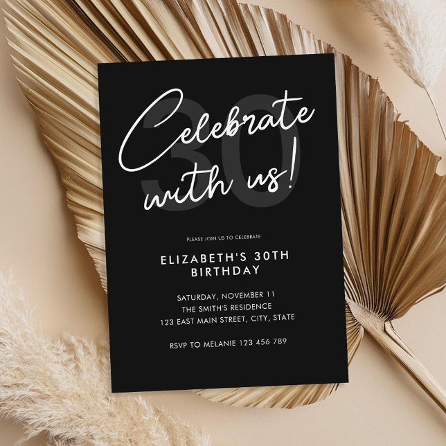 Simple Modern 30th Birthday Party Invitation (Creator Uploaded)