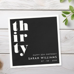 Simple Modern 30th Birthday Party Napkins