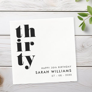 Simple Modern 30th Birthday Party Napkins