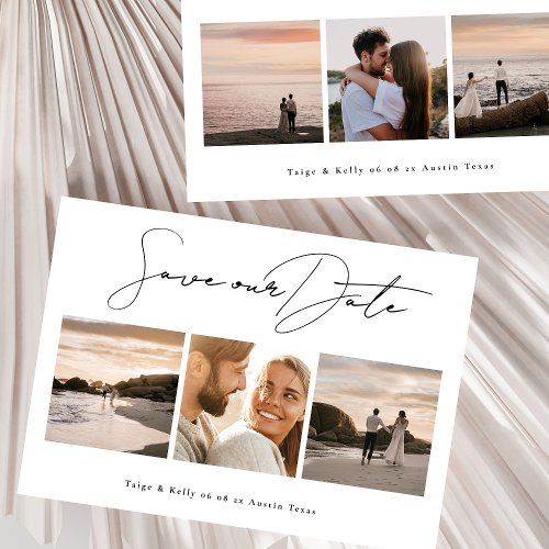 simple modern 3  6 photo collage wedding save the date