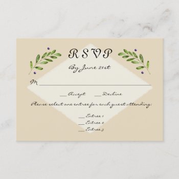 Simple Modern 3 Menu Choices Rsvp Response Wedding by HeartSongNotes at Zazzle
