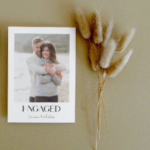 Simple Modern 3 Photo Script Engagement Party Announcement