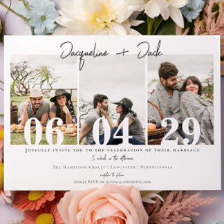 Simple Modern 3 Photo Wedding website Invitation