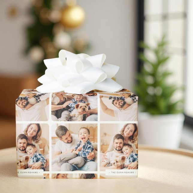 Simple Modern 4 Family Photo Collage All Purpose Wrapping Paper (Creator Uploaded)
