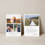 Simple Modern 4 Photo Wedding Thank You Card<br><div class="desc">Simple modern wedding thank you card with note.</div>