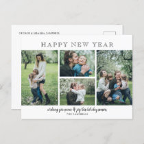 Simple Modern 4 photos Happy New Year Holiday Postcard