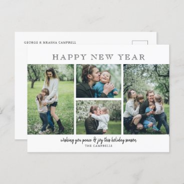 Simple Modern 4 photos Happy New Year Holiday Postcard