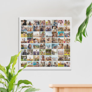 Simple Modern 64 Photo Collage Faux Canvas Print