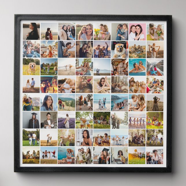 Simple Modern 64 Photo Collage Peel And Stick Photo Tile (Front Set)