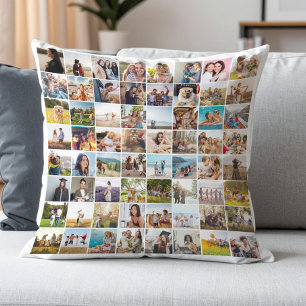 Simple Modern 64 Photo Collage Throw Pillow