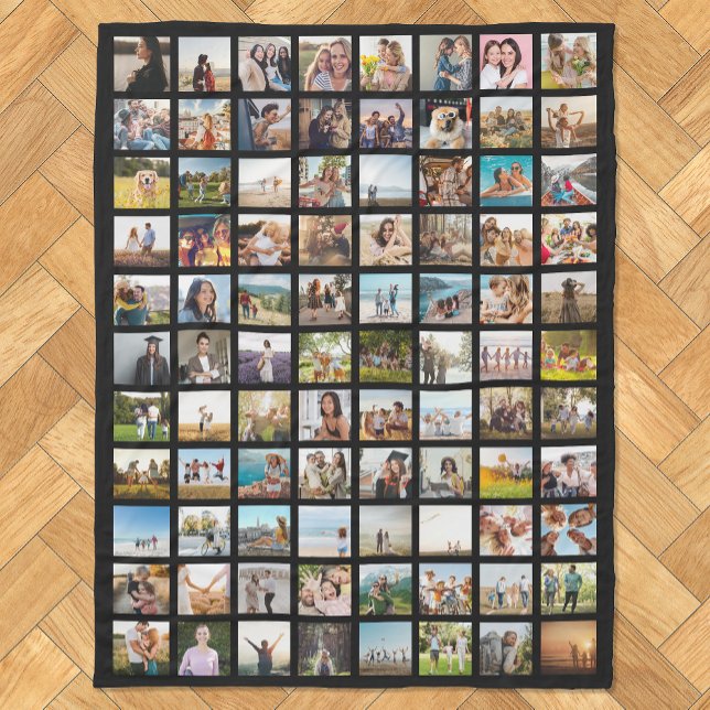 Simple Modern 88 Photo Collage Fleece Blanket (Creator Uploaded)