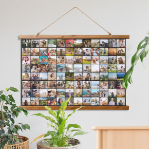 Simple Modern 96 Photo Collage Hanging Tapestry