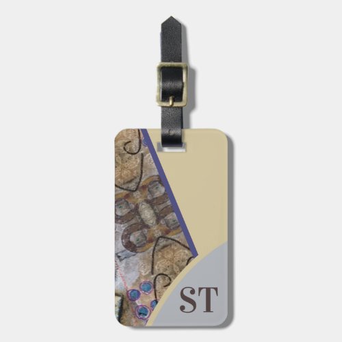 Simple Modern Abstract Accents Initials QR Code Luggage Tag