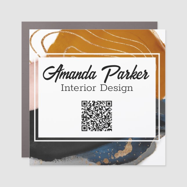 Simple Modern Abstract Interior Design QR Code Car Magnet (Front)