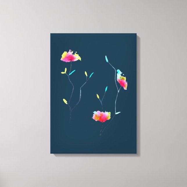 Simple modern abstract Japanese pink flower Canvas Print (Front)