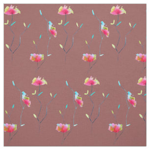 Simple modern abstract Japanese pink flower Fabric