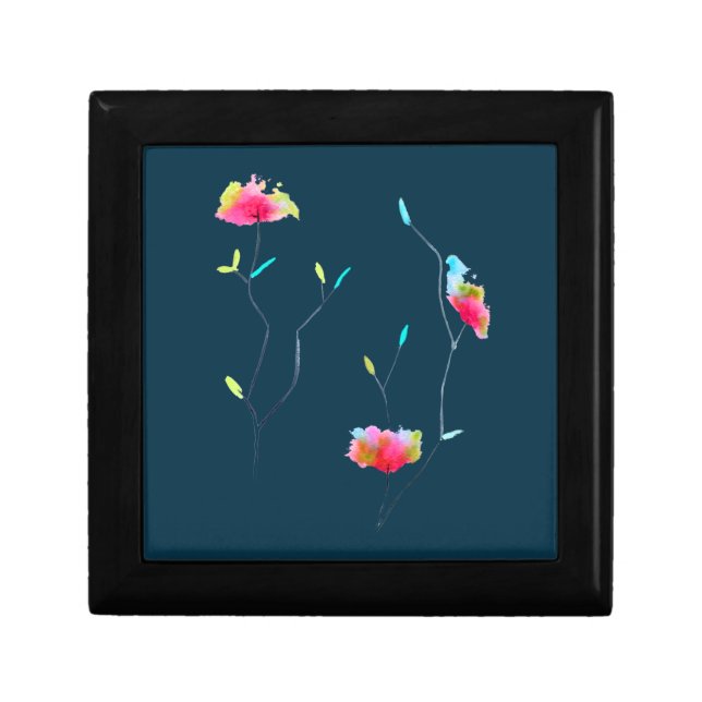 Simple modern abstract Japanese pink flower Gift Box (Front)