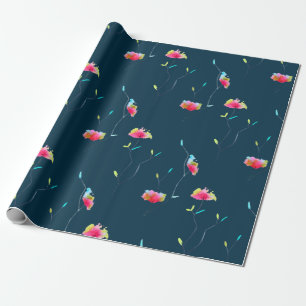 Simple modern abstract Japanese pink flower Wrapping Paper