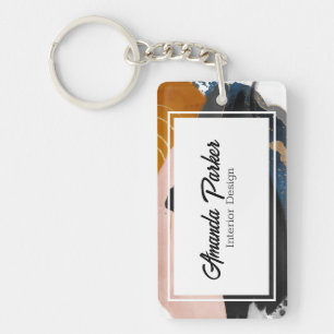 Simple Modern Abstract QR Code Business Card Keychain