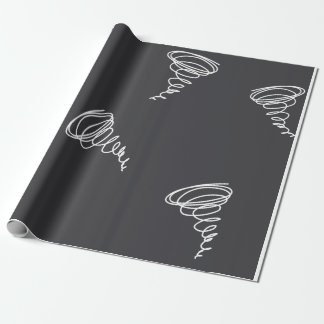 Simple Modern Abstract Tornado Pattern Black Wrapping Paper