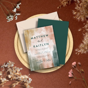 Simple Modern Abstract Watercolor Fall Wedding In Invitation