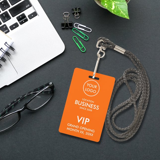 Simple Modern Add Logo Orange VIP Pass Badge (Creator Uploaded)