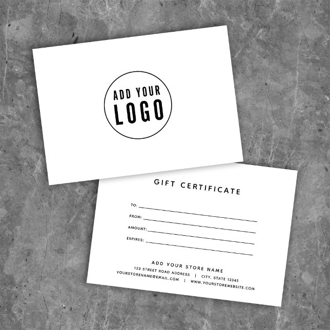 Simple Modern Add Your Logo Gift Certificate (Creator Uploaded)