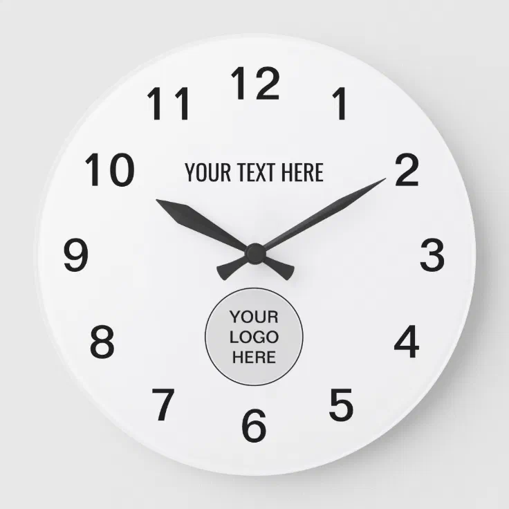 Simple Modern Add Your Logo Wall Clock Zazzle