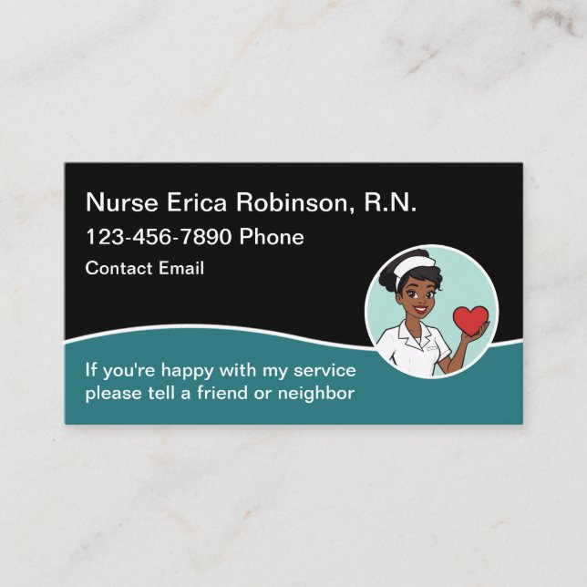Simple Modern African American Nurse Business Card (Front)