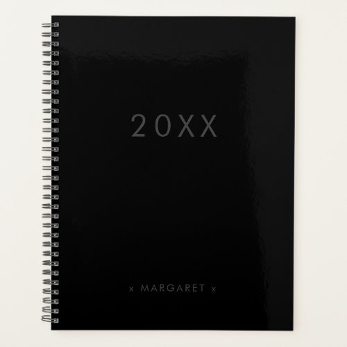 Simple Modern All Black Personalized Planner