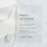 Simple Modern and Minimalist Black | Wedding Acrylic Invitations<br><div class="desc">These elegant,  clear acrylic wedding invitations are simple and minimalist yet very stylish due to the modern black handwritten script and clean layout.</div>