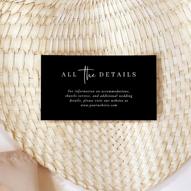 Simple Modern and Minimalist Black Wedding Details Enclosure Card (Creator Uploaded)