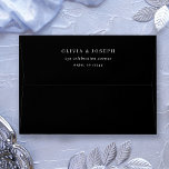 Simple Modern and Minimalist Black | Wedding Envelope<br><div class="desc">These elegant,  dark black wedding invitation envelopes are simple and minimalist yet very stylish due to the modern white text and clean layout. Your pre-printed return address goes onto the back flap,  and the inside of the envelope is also black.</div>