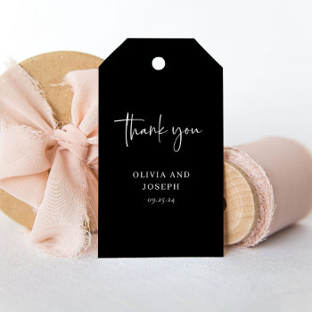Simple Modern And Minimalist | Black Wedding Gift Tags by Customize_My_Wedding at Zazzle