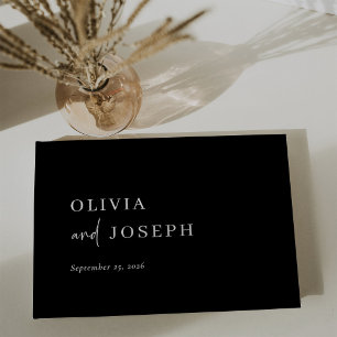 Simple Modern and Minimalist Black   Wedding Guest Book