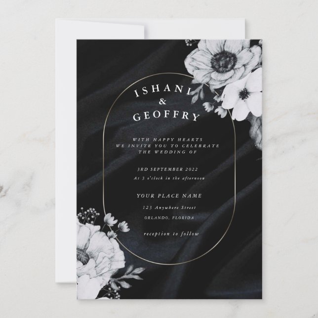 Simple Modern and Minimalist | Black Wedding  Invitation (Front)
