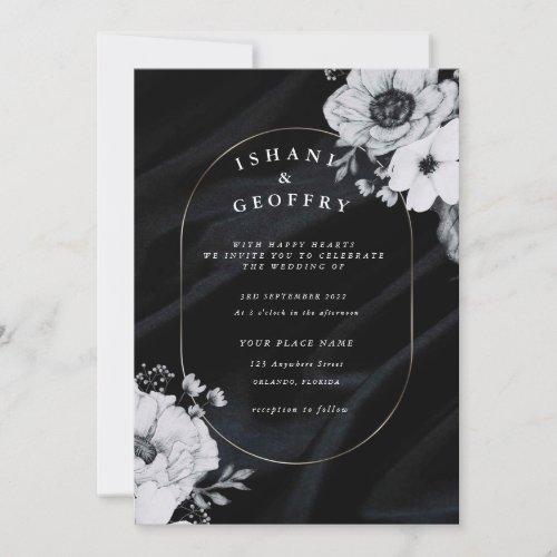 Simple Modern and Minimalist  Black Wedding  Invitation