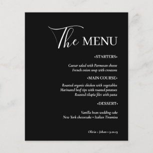 Simple Modern and Minimalist Black Wedding Menu Flyer