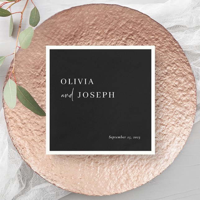 Simple Modern and Minimalist | Black Wedding Napkins (Modern and minimalist wedding or shower napkins)