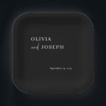 Simple Modern and Minimalist | Black Wedding Paper Plates<br><div class="desc">These elegant,  black wedding or bridal shower paper plates are simple and minimalist yet very stylish due to the white modern handwritten script and clean layout.</div>
