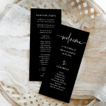 Simple Modern and Minimalist Black | Wedding Program<br><div class="desc">These elegant,  dark black and white wedding welcome programs are simple and minimalist yet very stylish due to the modern handwritten script and clean layout. Easily add your order of ceremony and the names of your wedding party.</div>