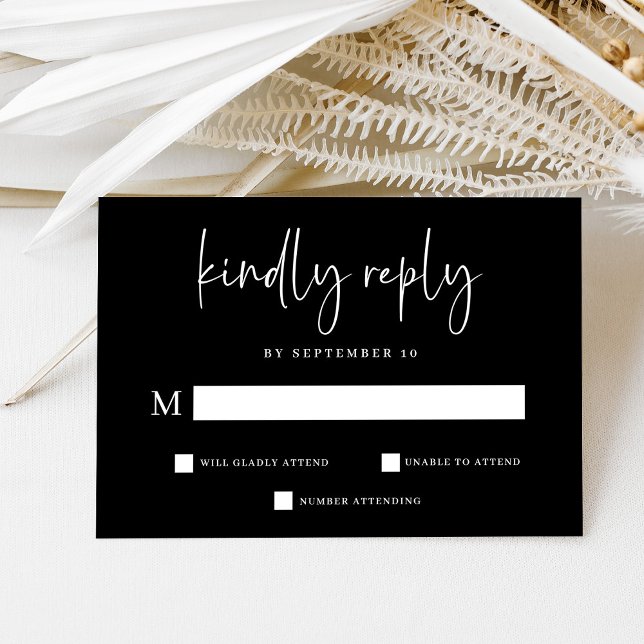 Simple Modern and Minimalist Black | Wedding RSVP Card (Creator Uploaded)