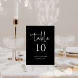Simple Modern and Minimalist Black | Wedding Table Number<br><div class="desc">These elegant,  dark black wedding table number cards are simple and minimalist yet very stylish due to the modern white handwritten script and clean layout. Be sure to create a separate card for every table.</div>