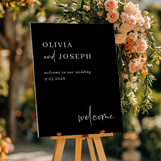 Simple Modern and Minimalist Black Wedding Welcome Acrylic Sign (Creator Uploaded)