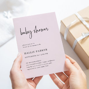 Simple Modern and Minimalist Blush Baby Shower Invitation