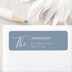 Simple Modern and Minimalist Dusty Blue Wedding Label