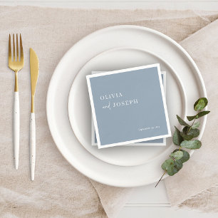Simple Modern and Minimalist   Dusty Blue Wedding Napkins