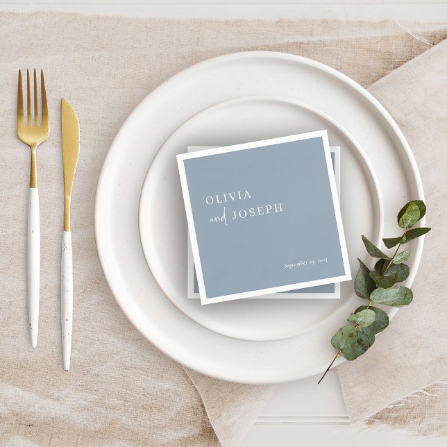 Simple Modern and Minimalist | Dusty Blue Wedding Napkins (Creator Uploaded)